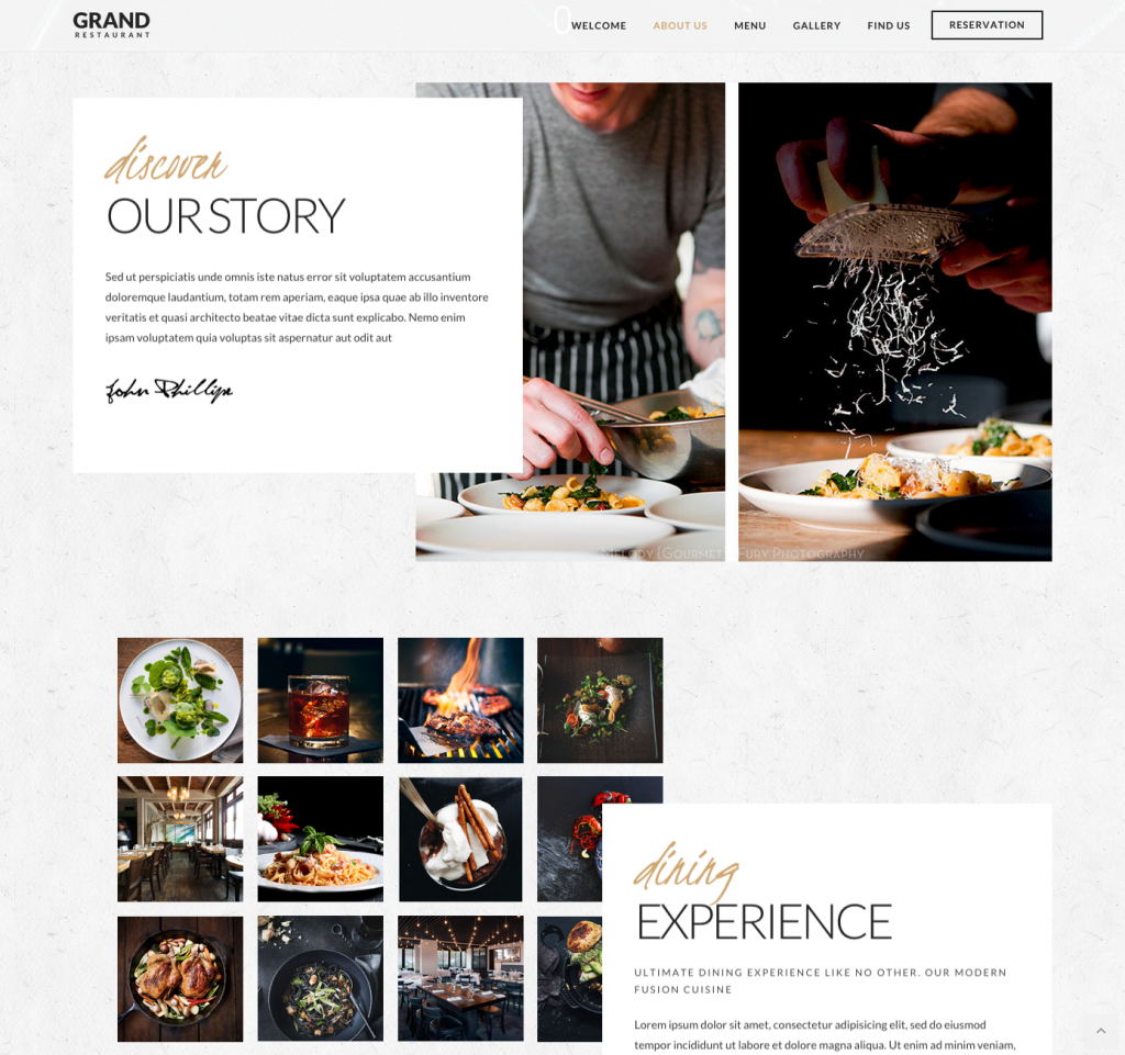 One Page   Grand Restaurant   Restaurant Theme